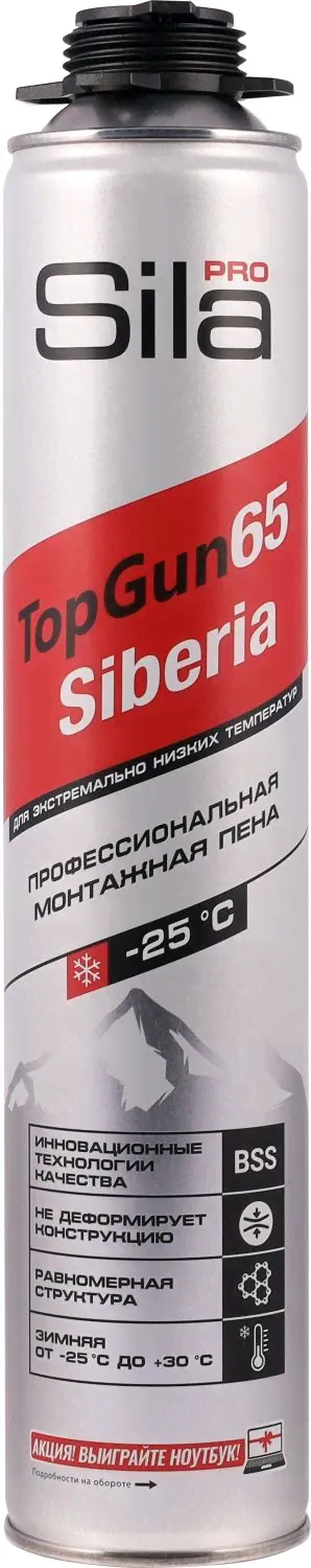 Пена монтажная зимняя профессиональная, 850 мл Sila PRO TopGun Siberia 65-0