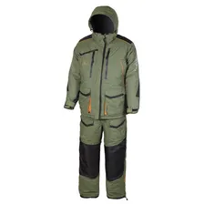 Костюм для зимней рыбалки Huntsman Siberia тк. Breathable + Cats Eye Хаки, Черный